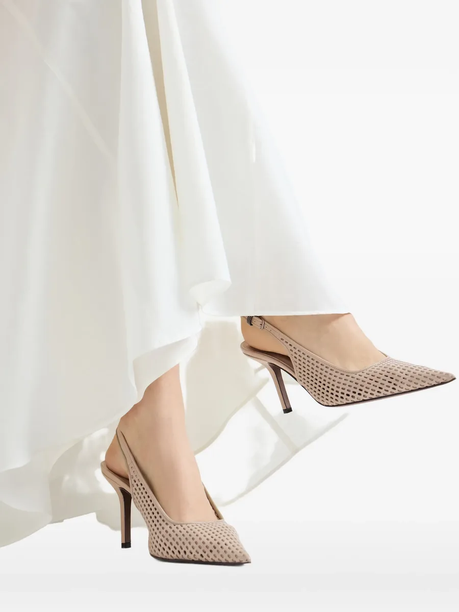 calfskin net slingback heels with monili 8