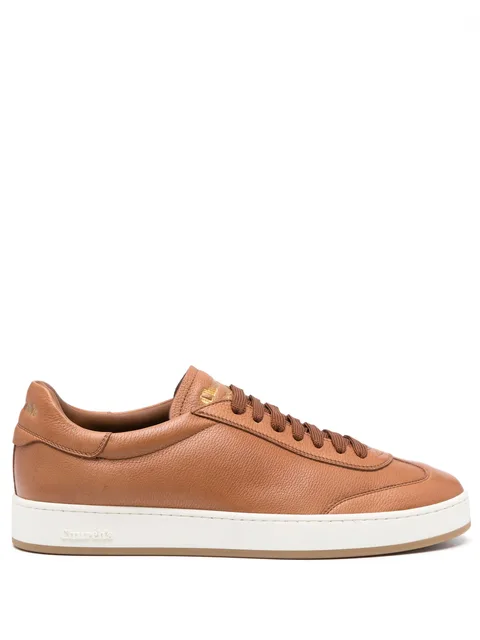 logo-debossed leather sneakers