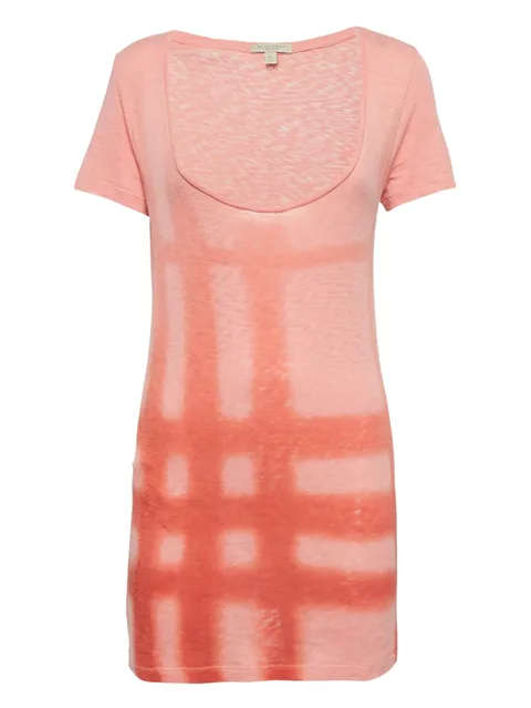 Checked scoop-neck T-shirt