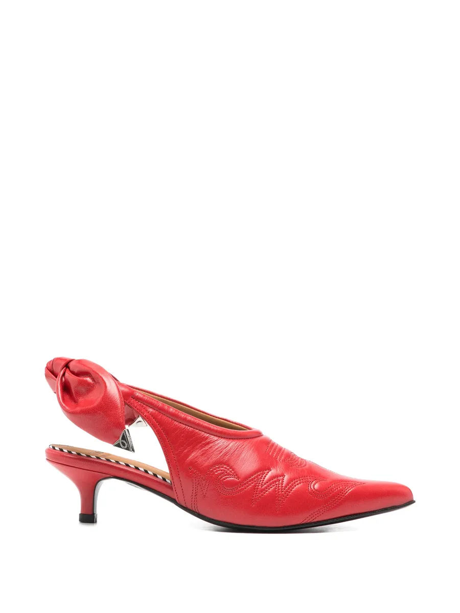 bow-embellished leather pumps 2