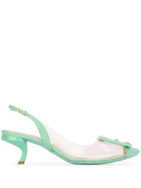 55mm crystal-buckle pumps