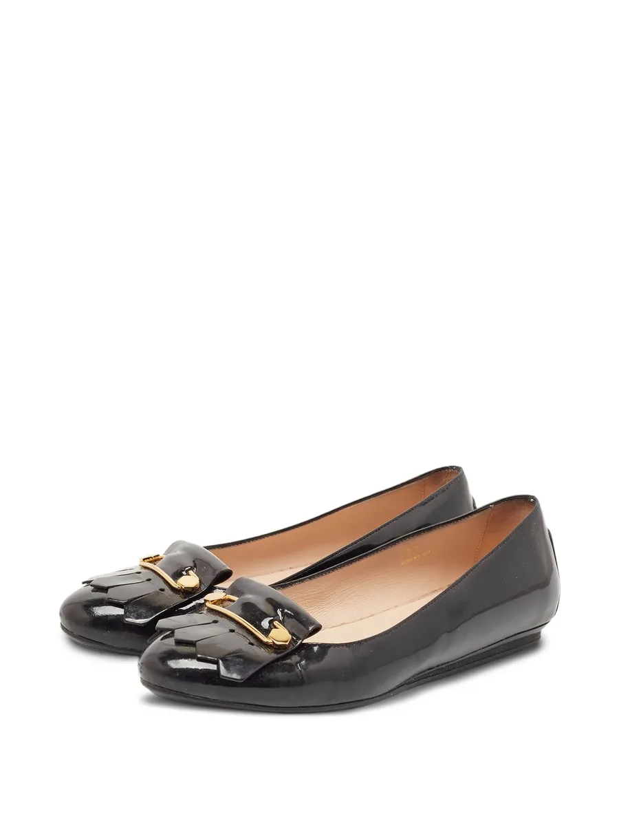 patent leather fringe-detail flats 5