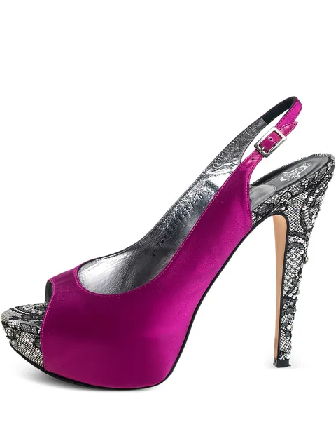 pre-owned satin slingback sandals