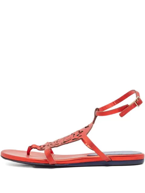 skull leather flat sandals