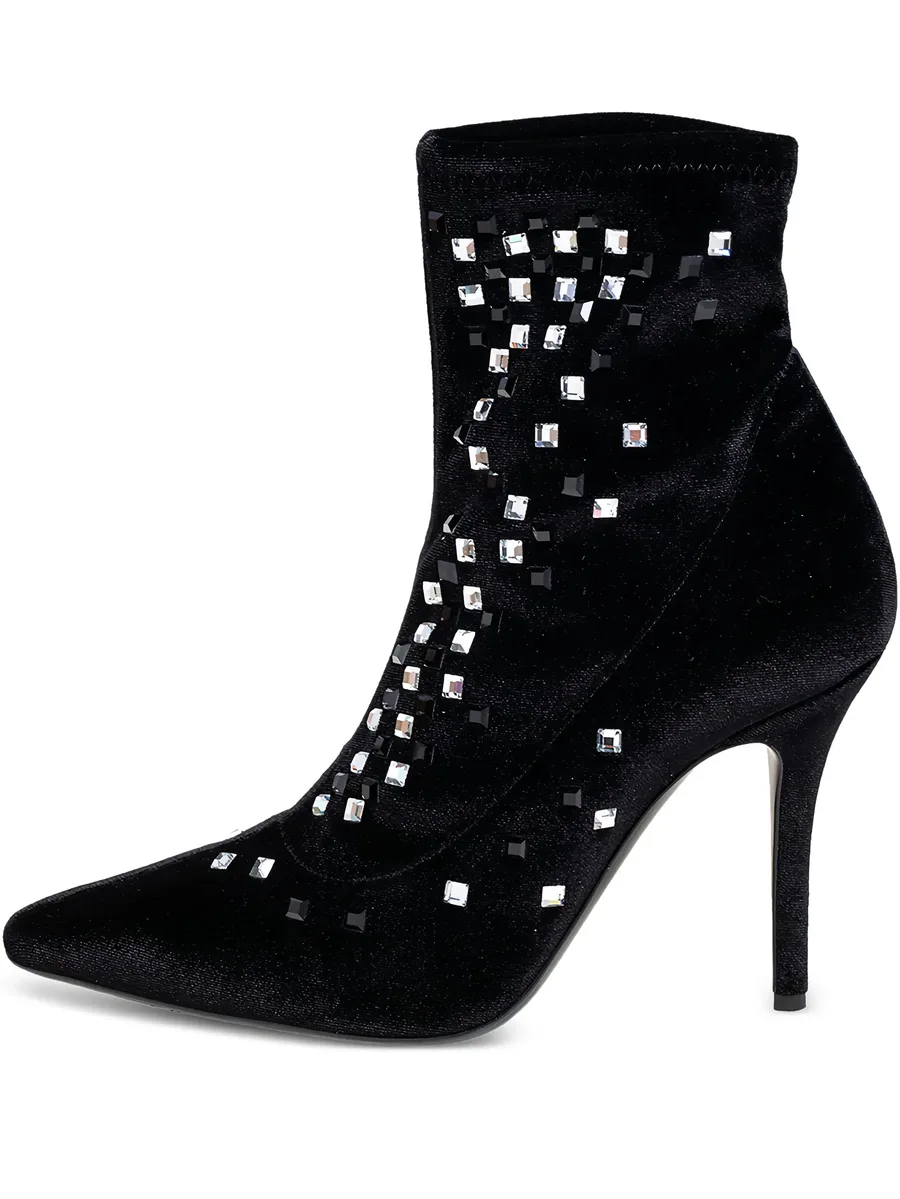 pre-owned 100mm crystal-embellished ankle boots 2