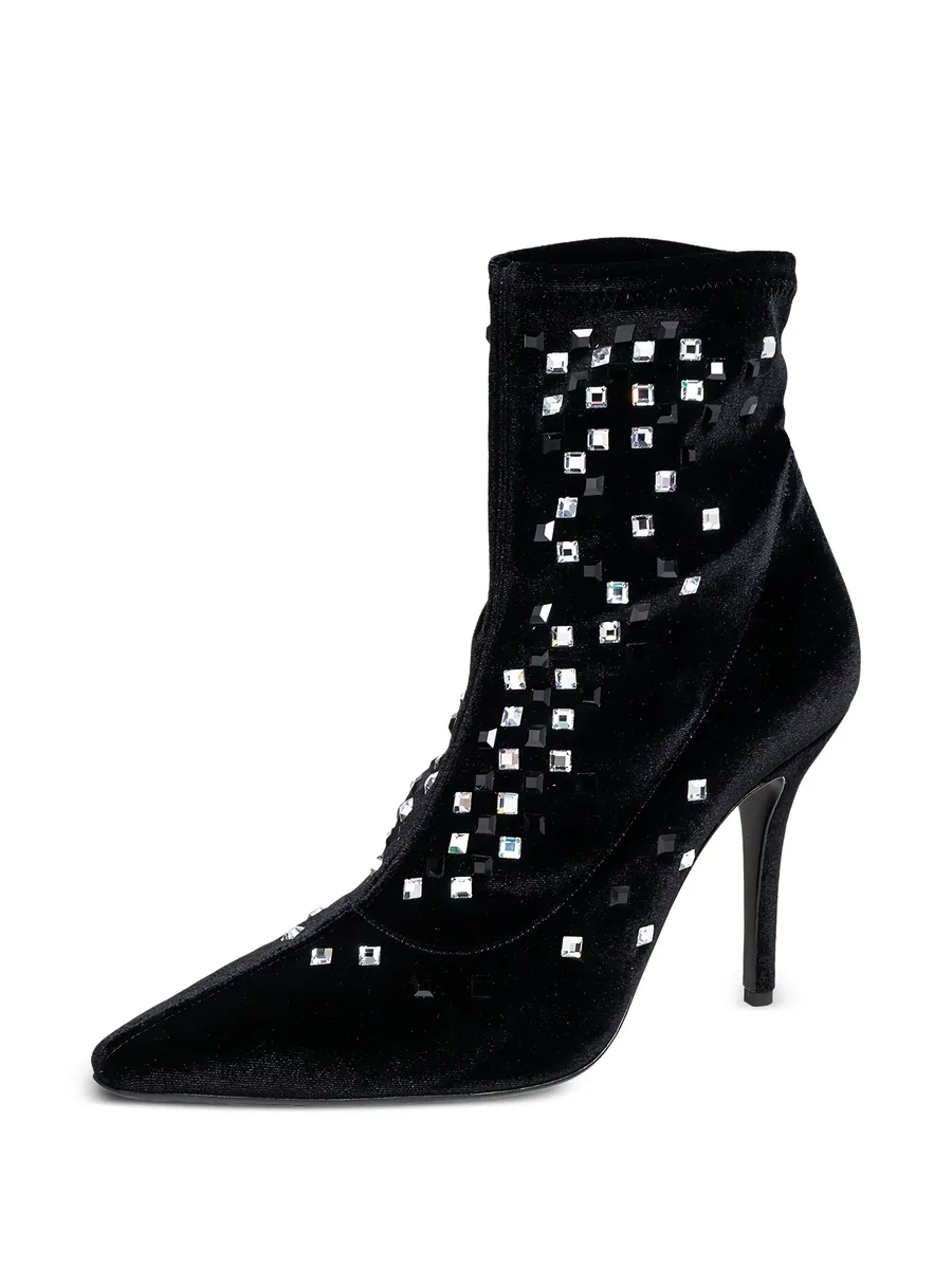 pre-owned 100mm crystal-embellished ankle boots 3