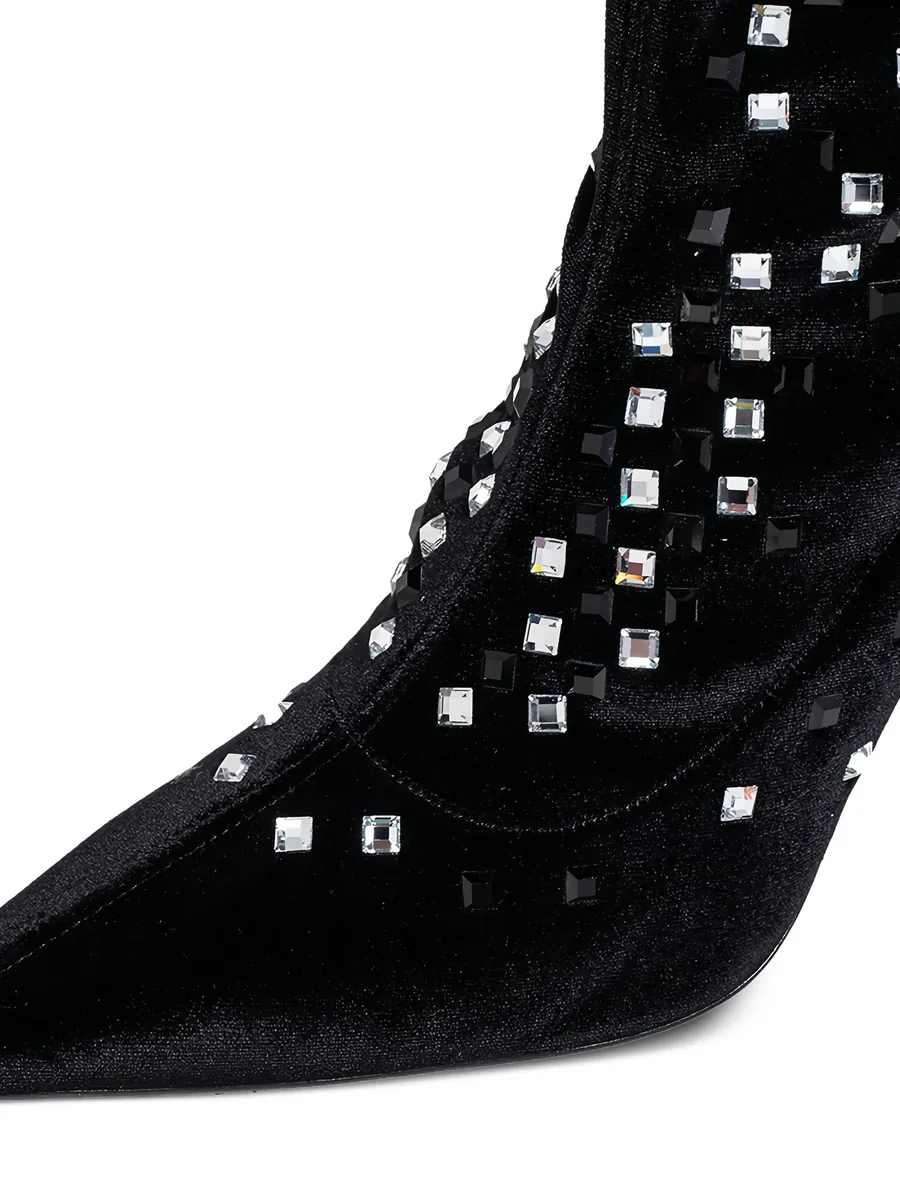 pre-owned 100mm crystal-embellished ankle boots 9