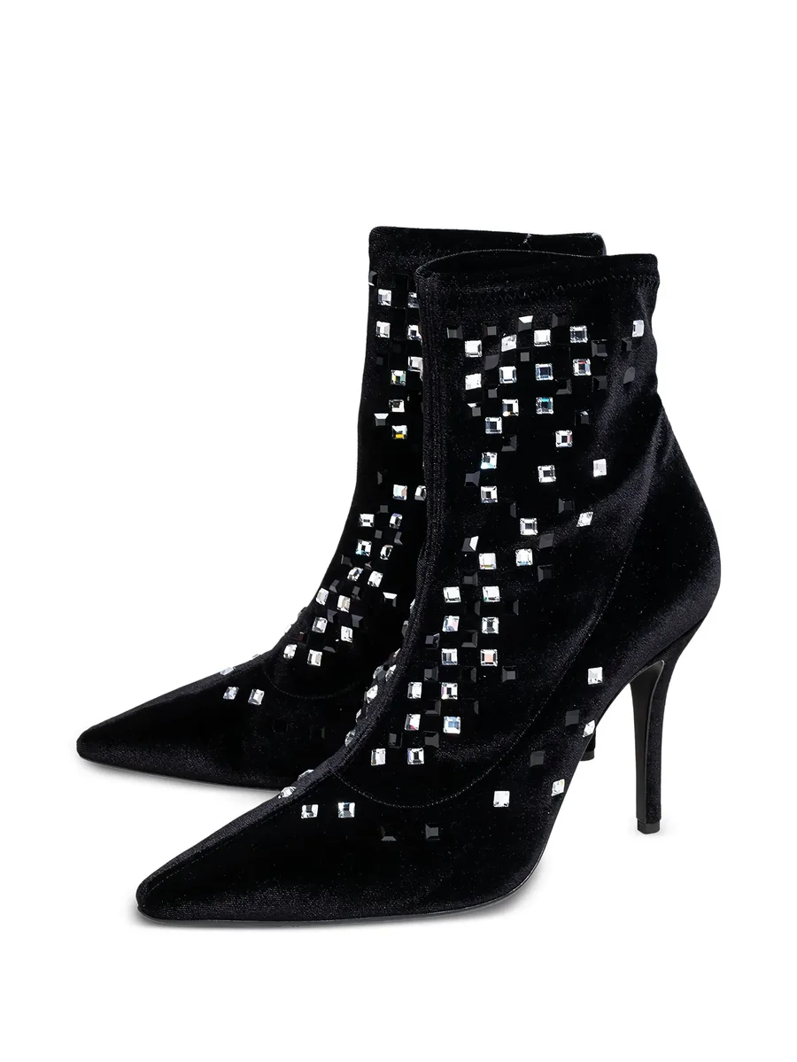 pre-owned 100mm crystal-embellished ankle boots 12