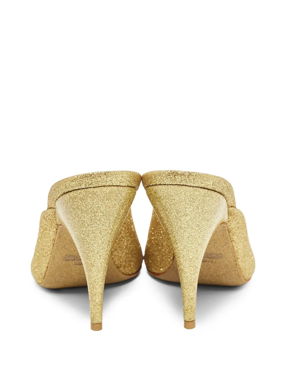 glitter peep-toe mules 8