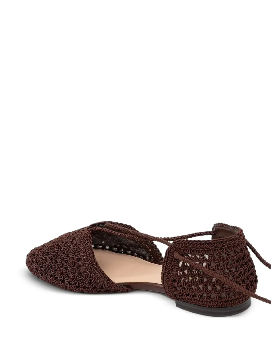 crochet-knit lace-up flat pumps 8