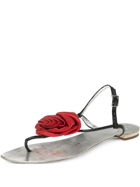 2024 patent leather rose sandals