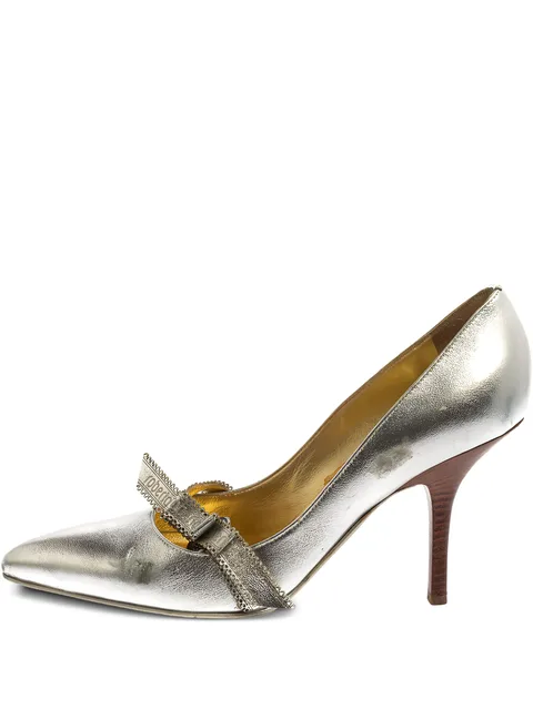 100mm metallic leather pointed-toe pumps