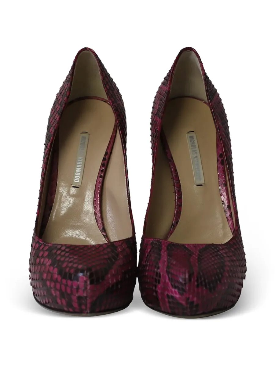 snakeskin-embossed heeled pumps 7