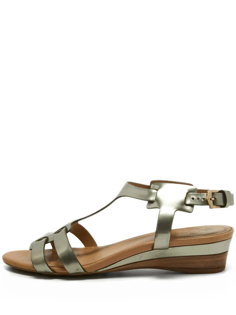 40mm metallic leather T-strap sandals 2