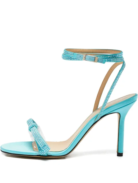 pre-owned 90mm crystal bow sandals