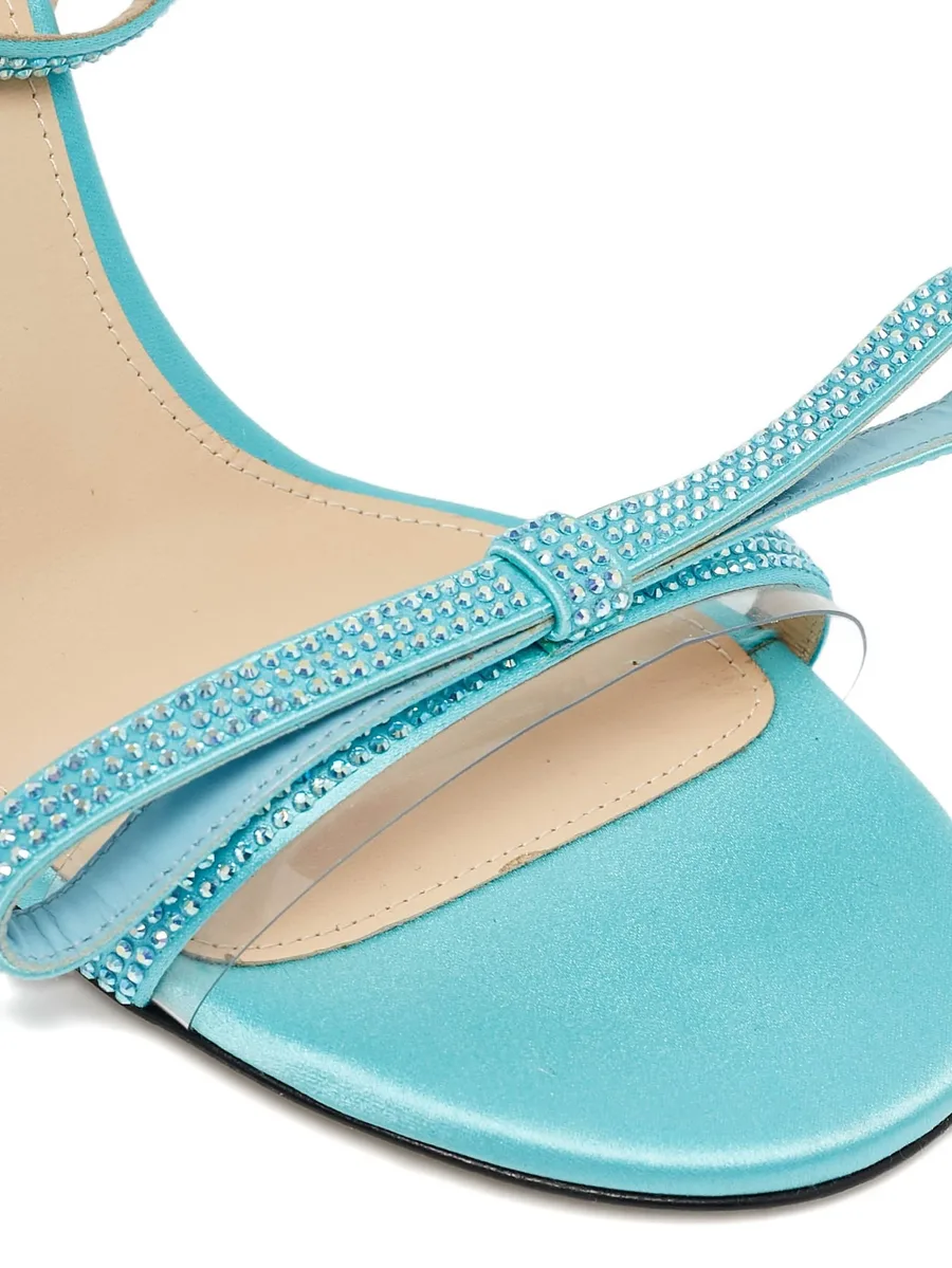 pre-owned 90mm crystal bow sandals 9