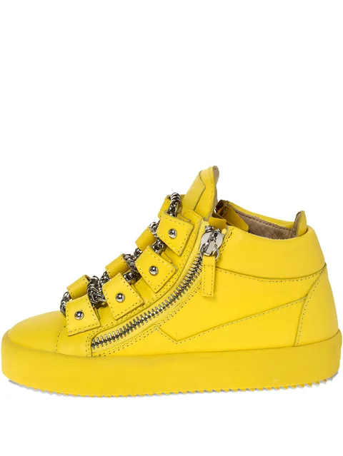 pre-owned chain-detail zip sneakers