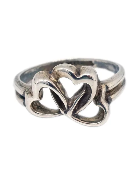 1990-2000s pre-owned sterling silver Triple Heart ring