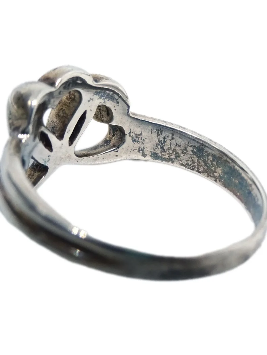 1990-2000s pre-owned sterling silver Triple Heart ring 4