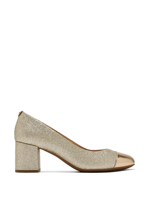 glitter-effect cap-toe pumps