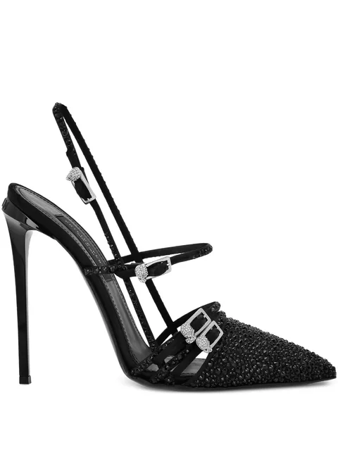 multi-strap high-heel slingback pumps 12 mix strass