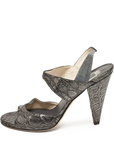 100mm crocodile-embossed slingback sandals