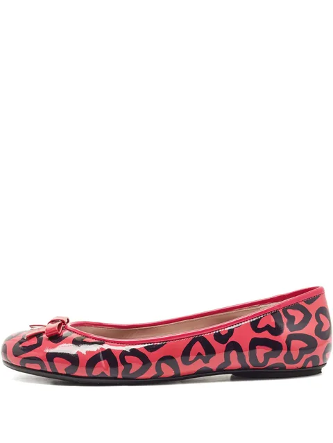 Pre-Owned heart-print leather ballet flats