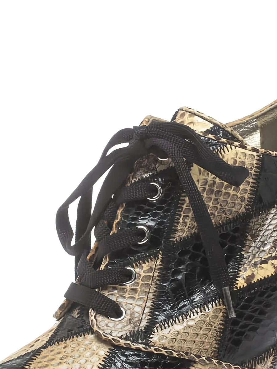 python patchwork lace-up boots 4