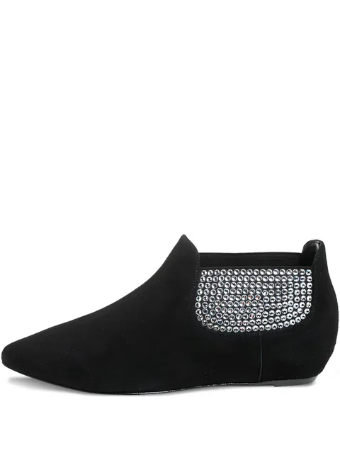 Pre-owned suede crystal-embellished boots