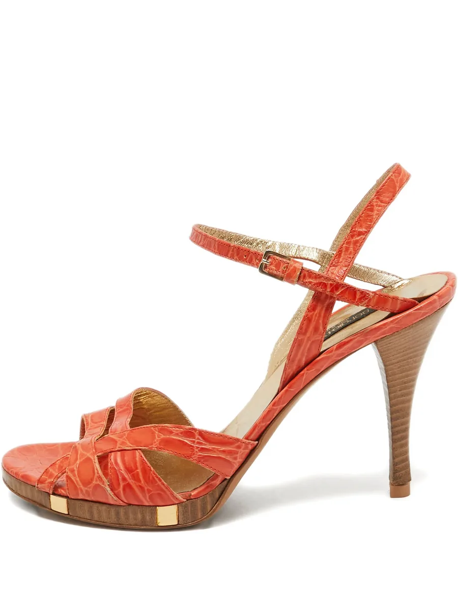 crocodile-embossed leather sandals 2