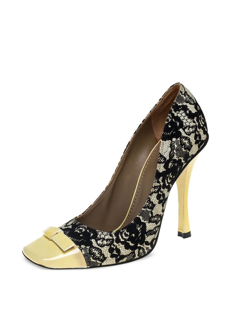 pre-owned 115mm floral-lace pumps 3