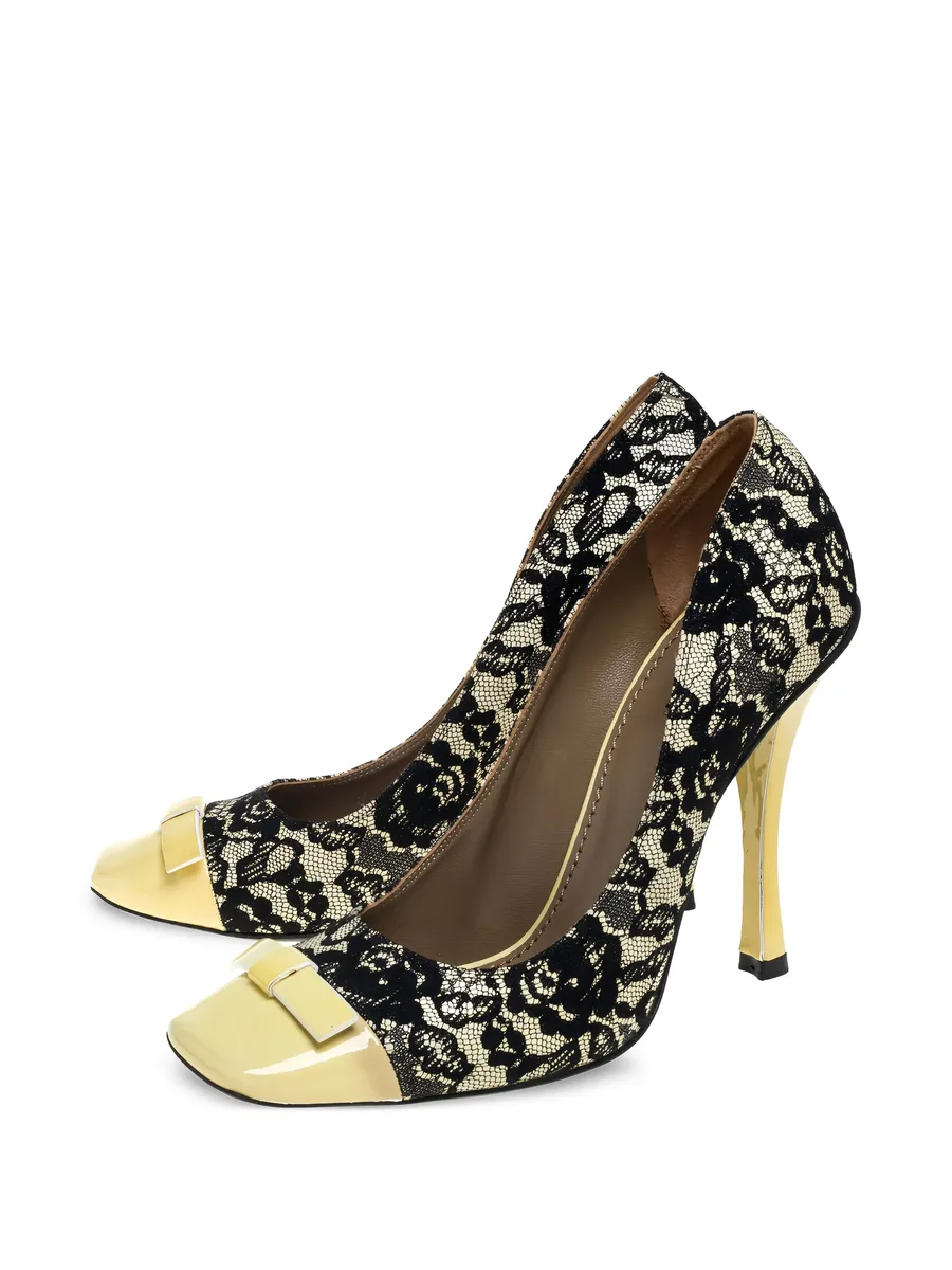 pre-owned 115mm floral-lace pumps 7