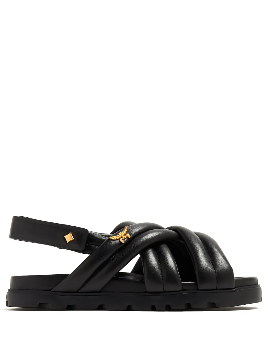crossover padded leather sandals 2