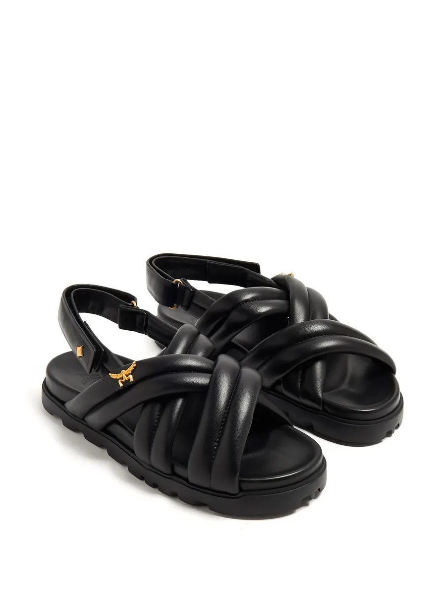 crossover padded leather sandals 4