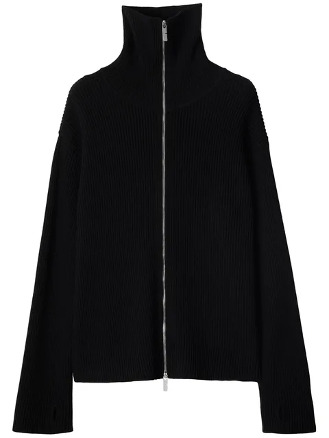 ribbed-knit cardigan