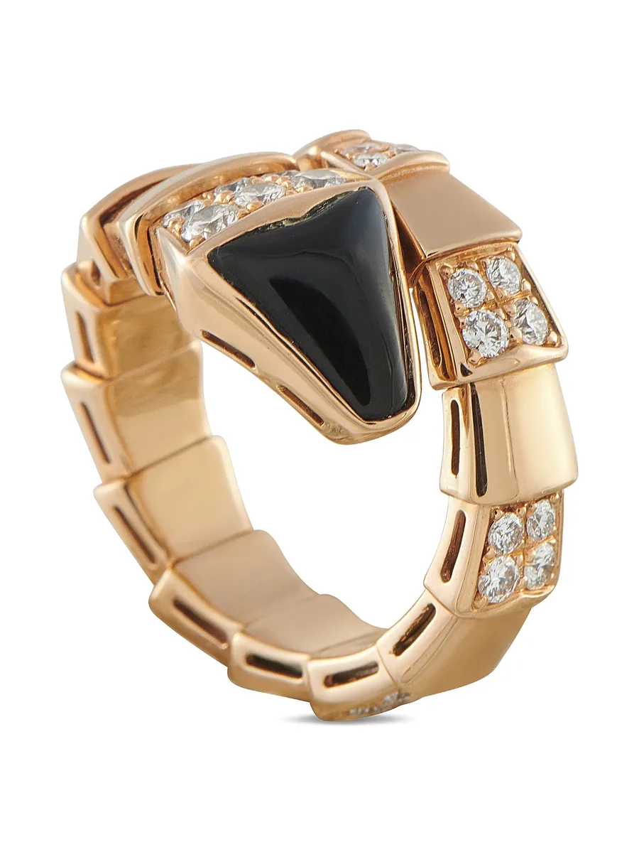 кольцо Serpenti Viper с бриллиантами и ониксом 2