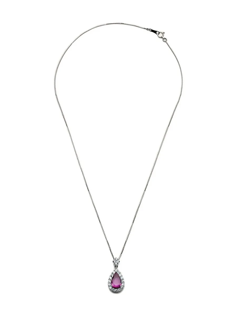 diamonds and sapphire halo pendant necklace 2
