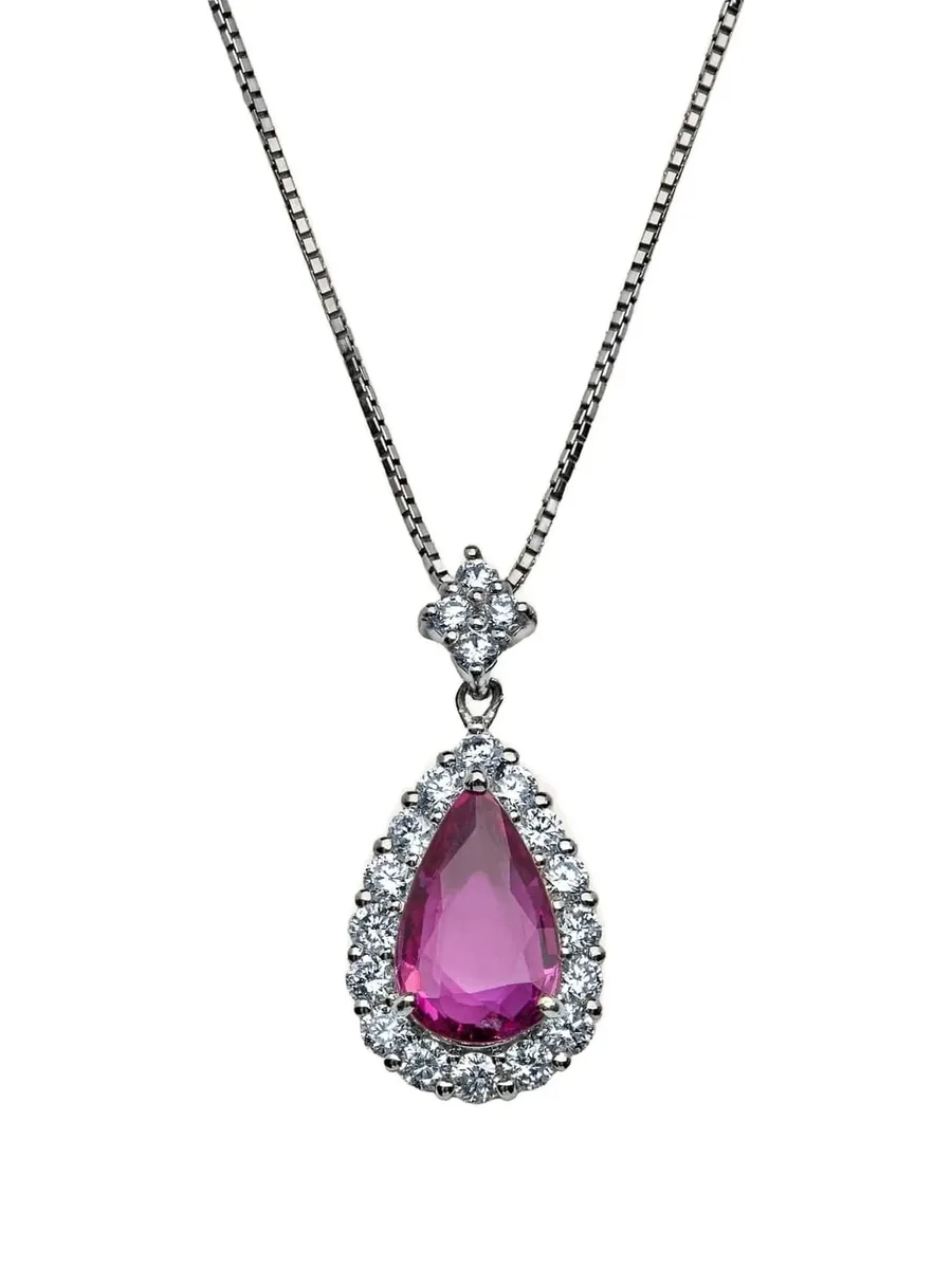 diamonds and sapphire halo pendant necklace 4