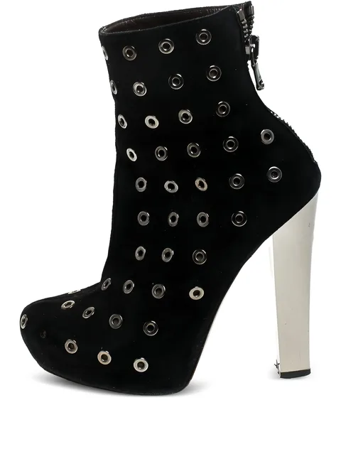 pre-owned eyelet-embellished suede boots