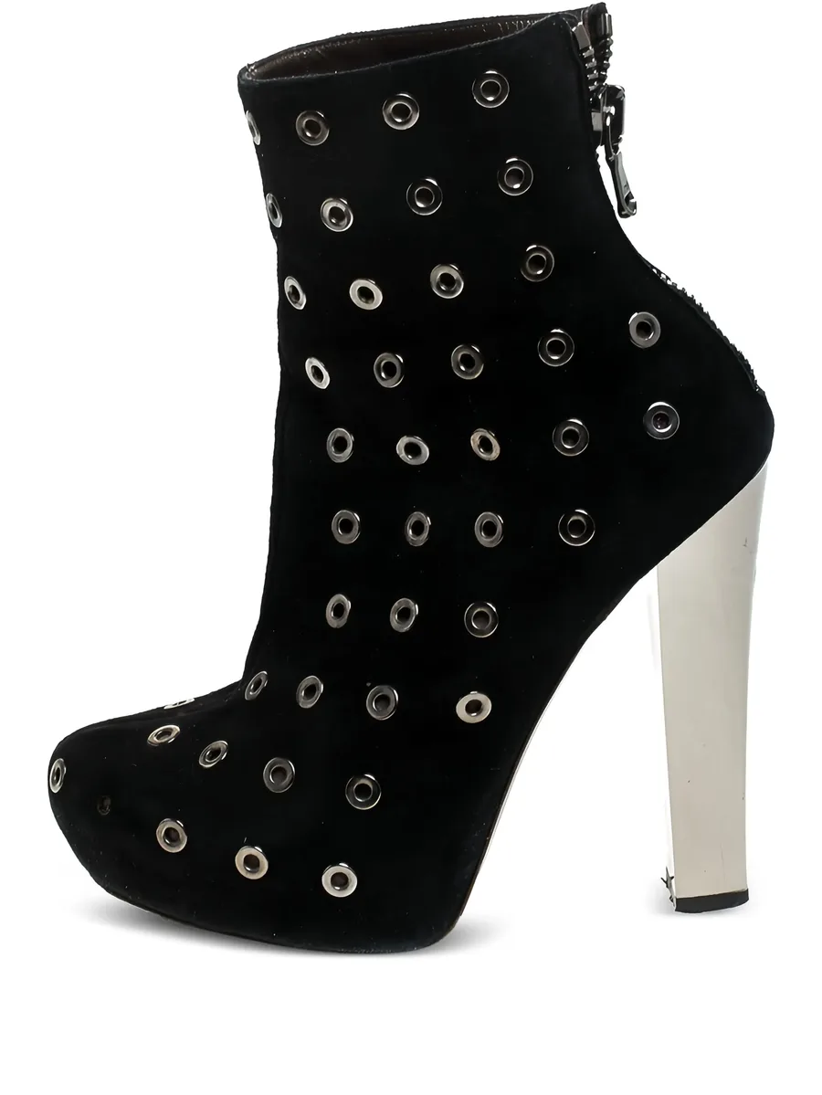 pre-owned eyelet-embellished suede boots 2