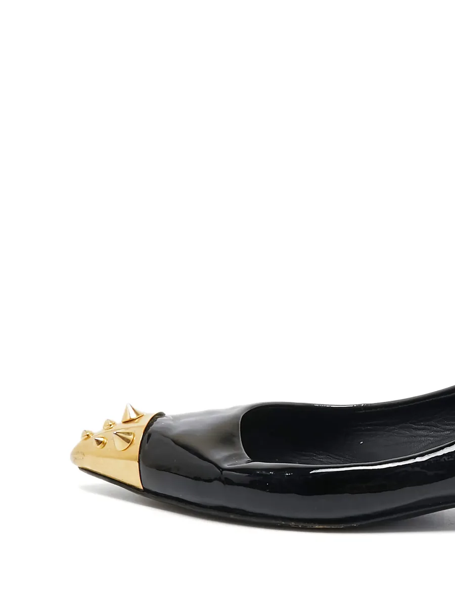gold studs leather ballet flats 4