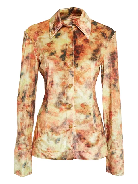 floral-print velvet shirt