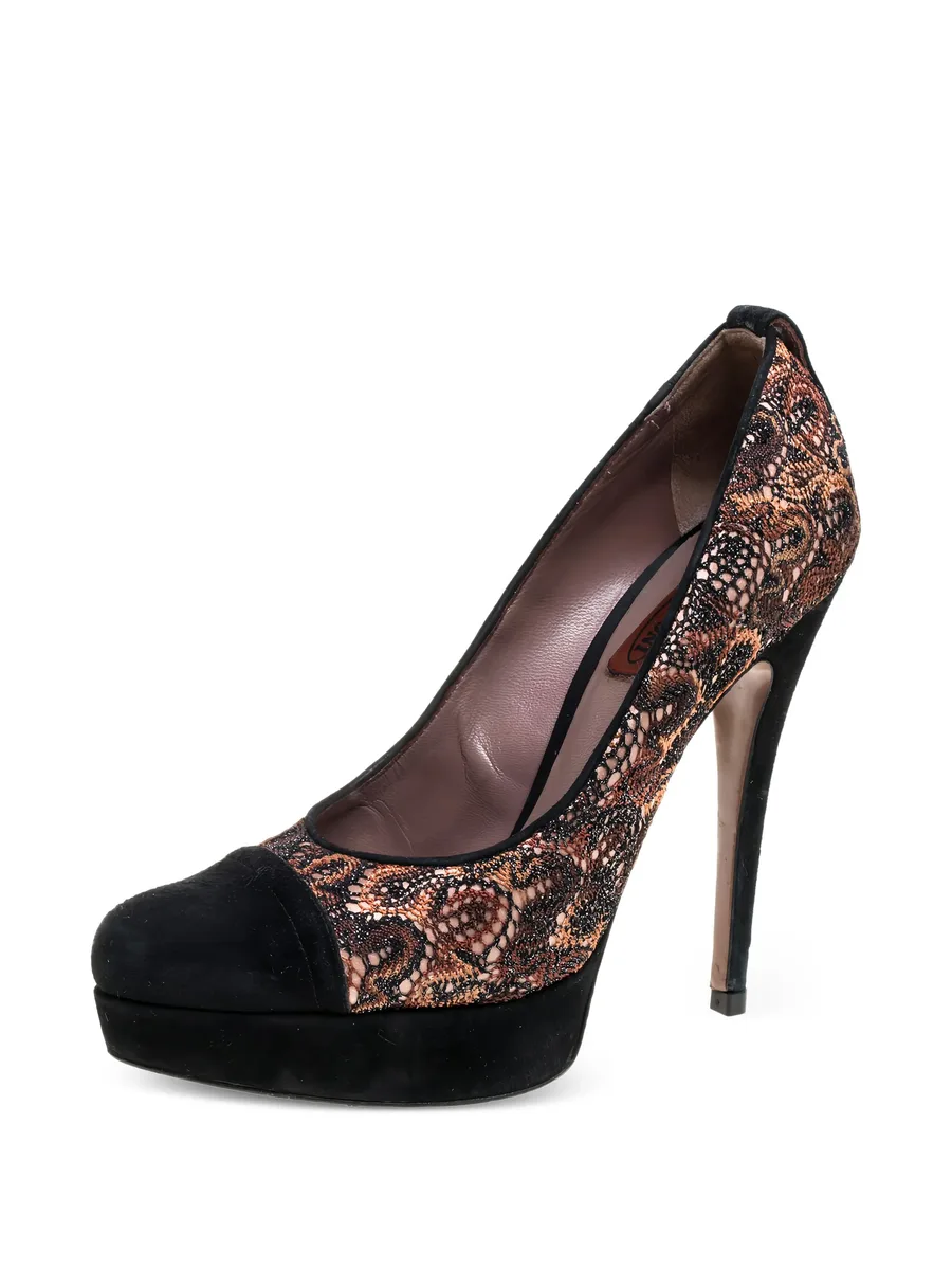 Lace Suede Platform Pumps 4