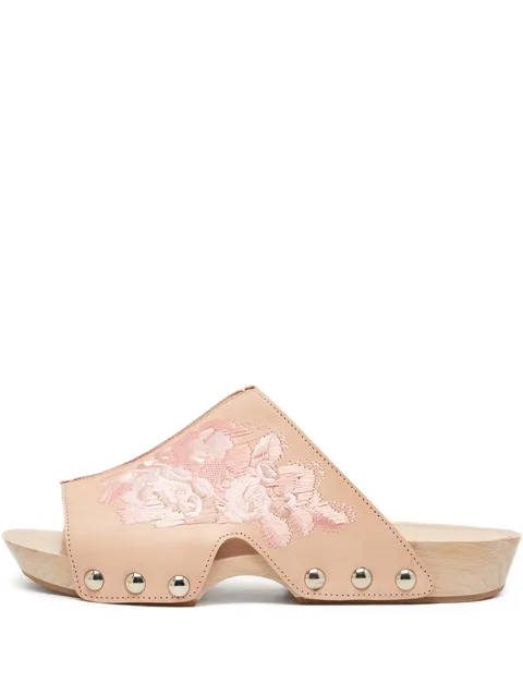 floral-embroidered sandals