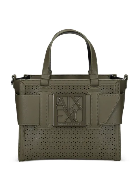 perfortated logo tote bag