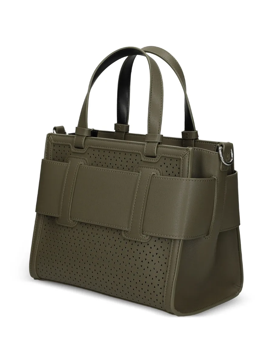 perfortated logo tote bag 5