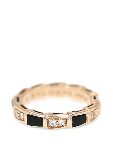 diamond onyx pink gold serpenti viper ring