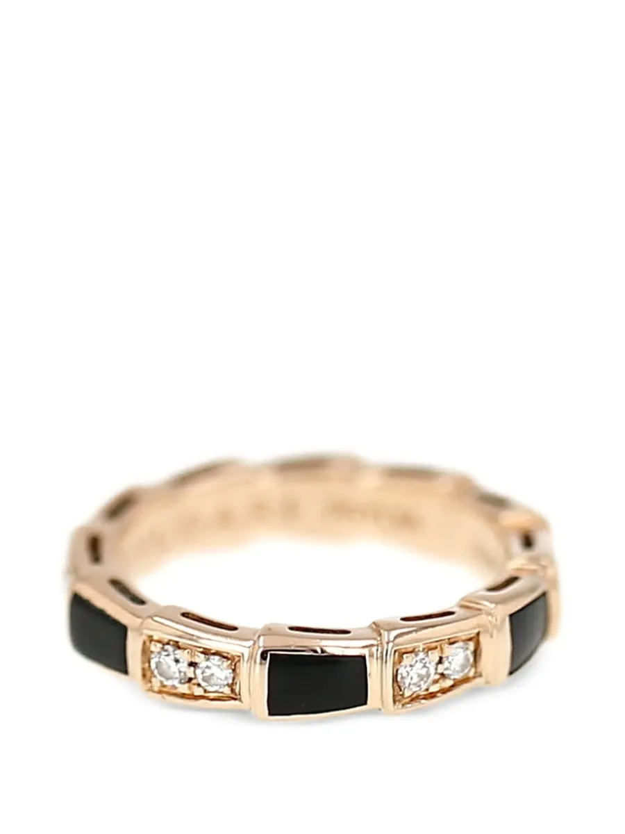 diamond onyx pink gold serpenti viper ring 4