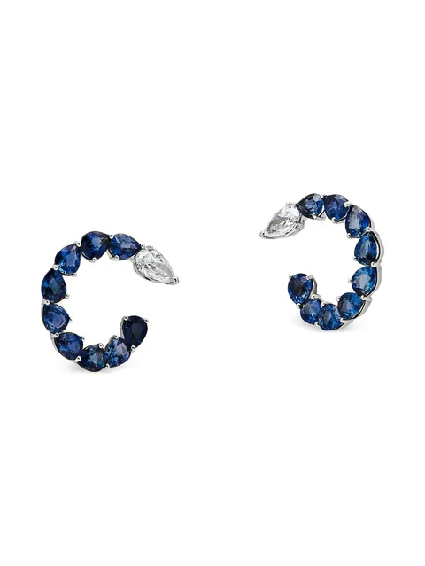 sapphire and diamond hoop earrings