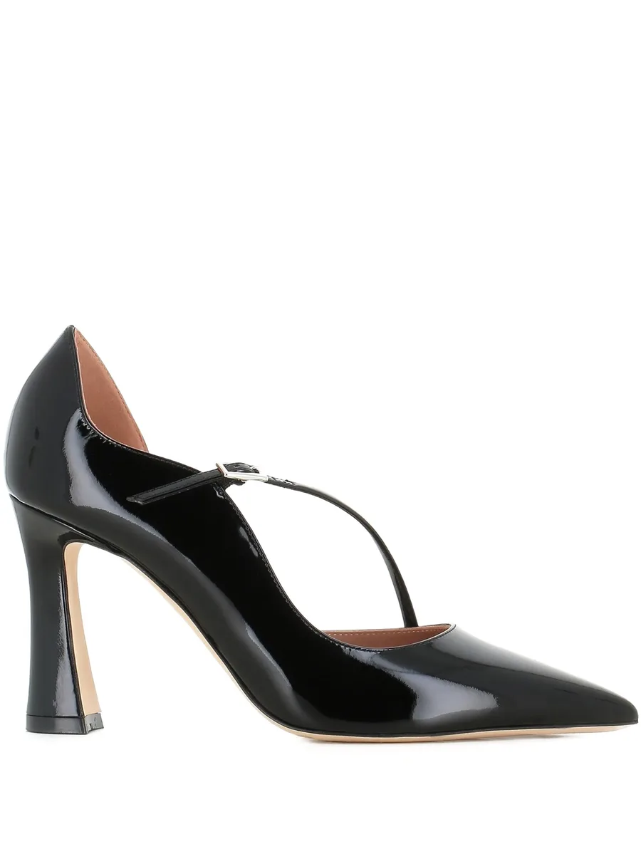 90mm patent leather cross-strap pumps 2